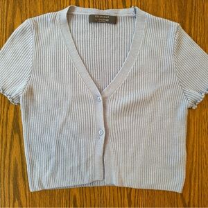Primark Light Blue Ribbed Crop Top Cardigan Buttoned